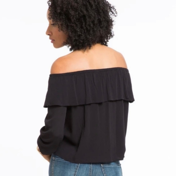 Marine Layer Hudson Off The Shoulder Black Top - Picture 5 of 9